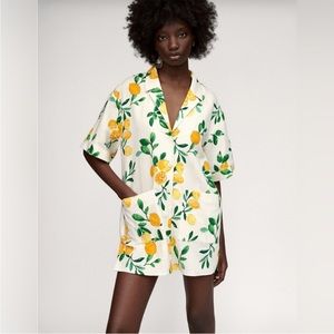 Zara linen cover up/tunic/oversized shirt with lemons